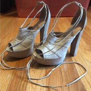 Tan lace up high heels